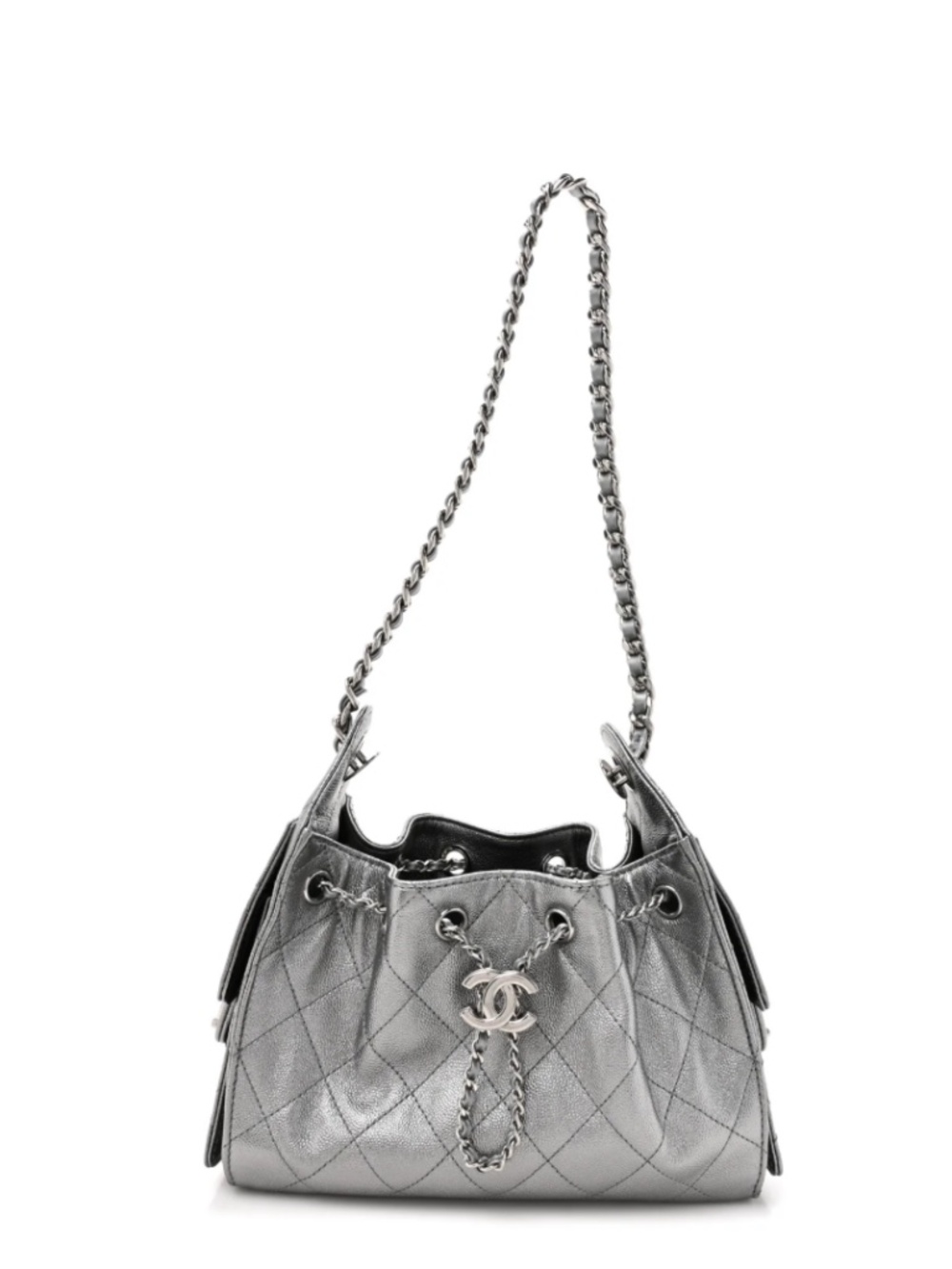Anthracite Silver Metallic Mini Chanel 25